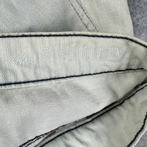 7 Seven For All Mankind 7FAM Jeans Womens 26 Beige Blue Metallic Coated Skinny* - Picture 13 of 16